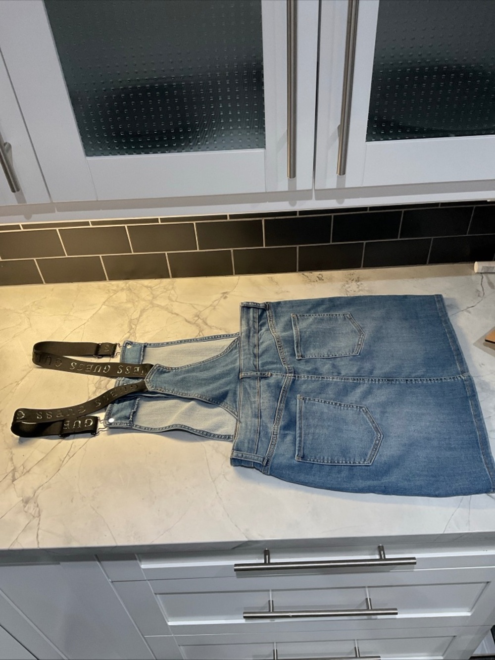 GUESS jean skirt overalls